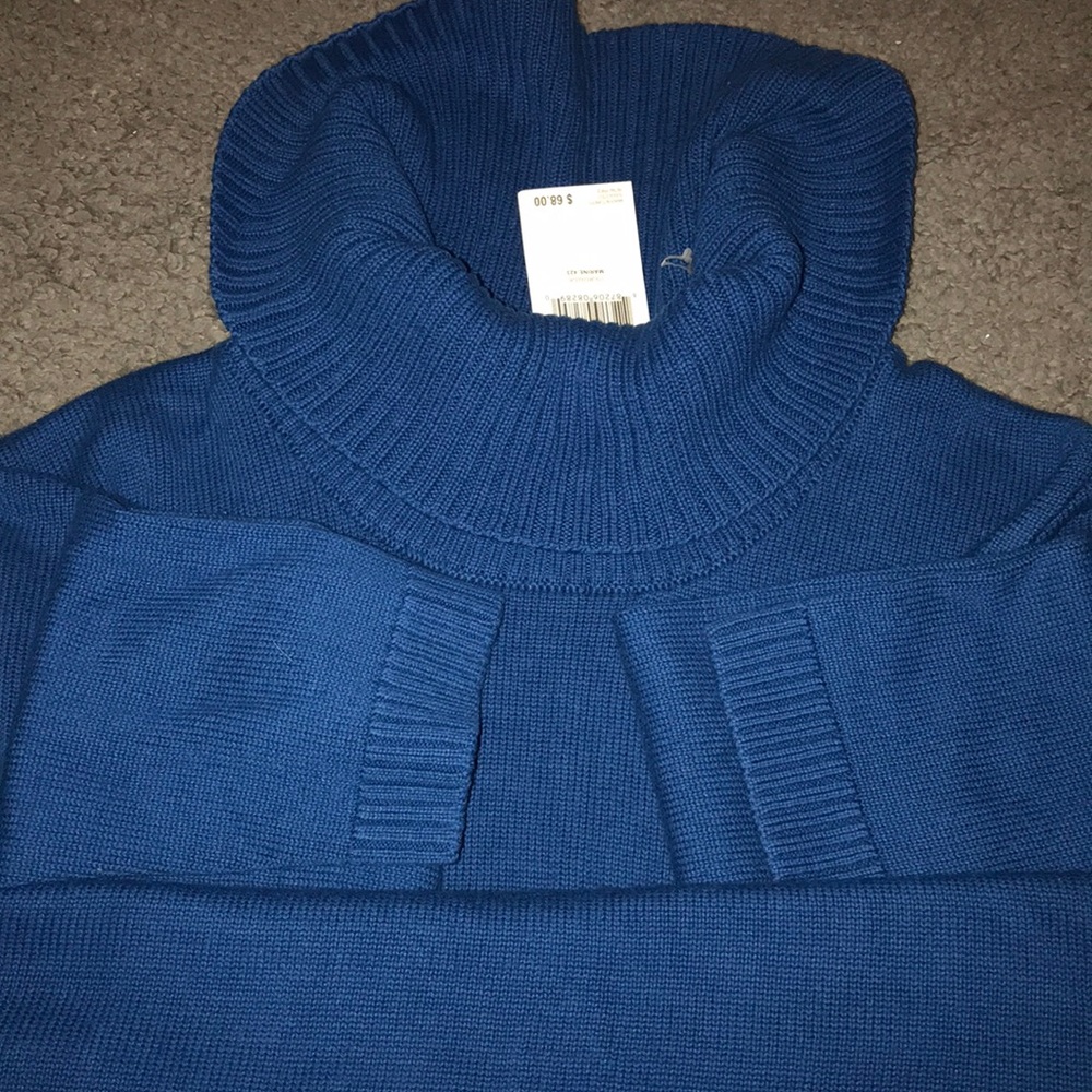 Bright blue wide turtle neck sweater